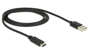 Delock USB2.0-Kabel A-TypC: 1m, schwarz max. 480Mbps, Typ-C kaufen | Mediatech.ch