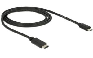 Delock USB2.0-Kabel TypC-MicroB: 1m, schwarz max. 480Mbps, Typ-C, für MicroB Endgerät kaufen | Mediatech.ch