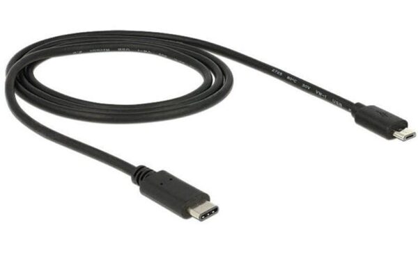 Delock USB2.0-Kabel TypC-MicroB: 1m, schwarz max. 480Mbps, Typ-C, für MicroB Endgerät kaufen | Mediatech.ch