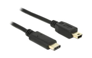 Delock USB2.0-Kabel TypC-MiniB: 1m, schwarz max. 480Mbps, Typ-C, für Mini-B Endgerät kaufen | Mediatech.ch