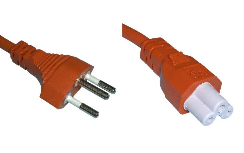 Diggelmann Netzkabel 250V / 2.5A, 2m, 3 polig Stecker Typ12, C5, orange kaufen | Mediatech.ch