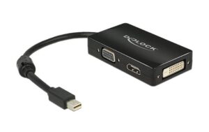 Delock Monitoradapter Mini-DP zu HDMI/DVI-D/VGA schwarz, 16cm, nur 1 Monitor Anschluss kaufen | Mediatech.ch