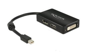 Monitoradapter Mini-DP zu HDMI/DVI-D/DP schwarz, 24cm, nur 1 Monitor Anschluss