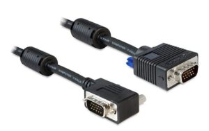 Delock Monitorkabel VGA, M/M, 2 Meter, gewinkelt Stecker-Stecker, 2xFerritkern, 15Pin kaufen | Mediatech.ch