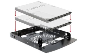 416227 - Mediatech Delock HDD Einbausatz, 2x 2.5 HDD in 3.5 schwarz kaufen Schweiz | Mediatech.ch