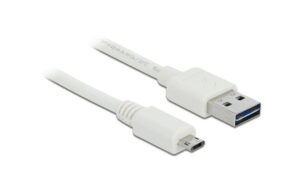 USB2.0-Kabel Easy A-MicroB: 0.2m, weiss Beide Stecker beidseitig einsteckbar