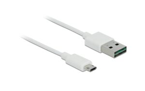 Delock USB2.0-Kabel Easy A-MicroB: 2m, weiss Beide Stecker beidseitig einsteckbar kaufen | Mediatech.ch