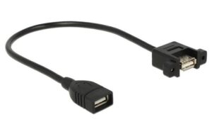 USB2.0-Kabel A-A: 25cm,zum einseitig Einbau Buchse-Buchse, mit Schrauben