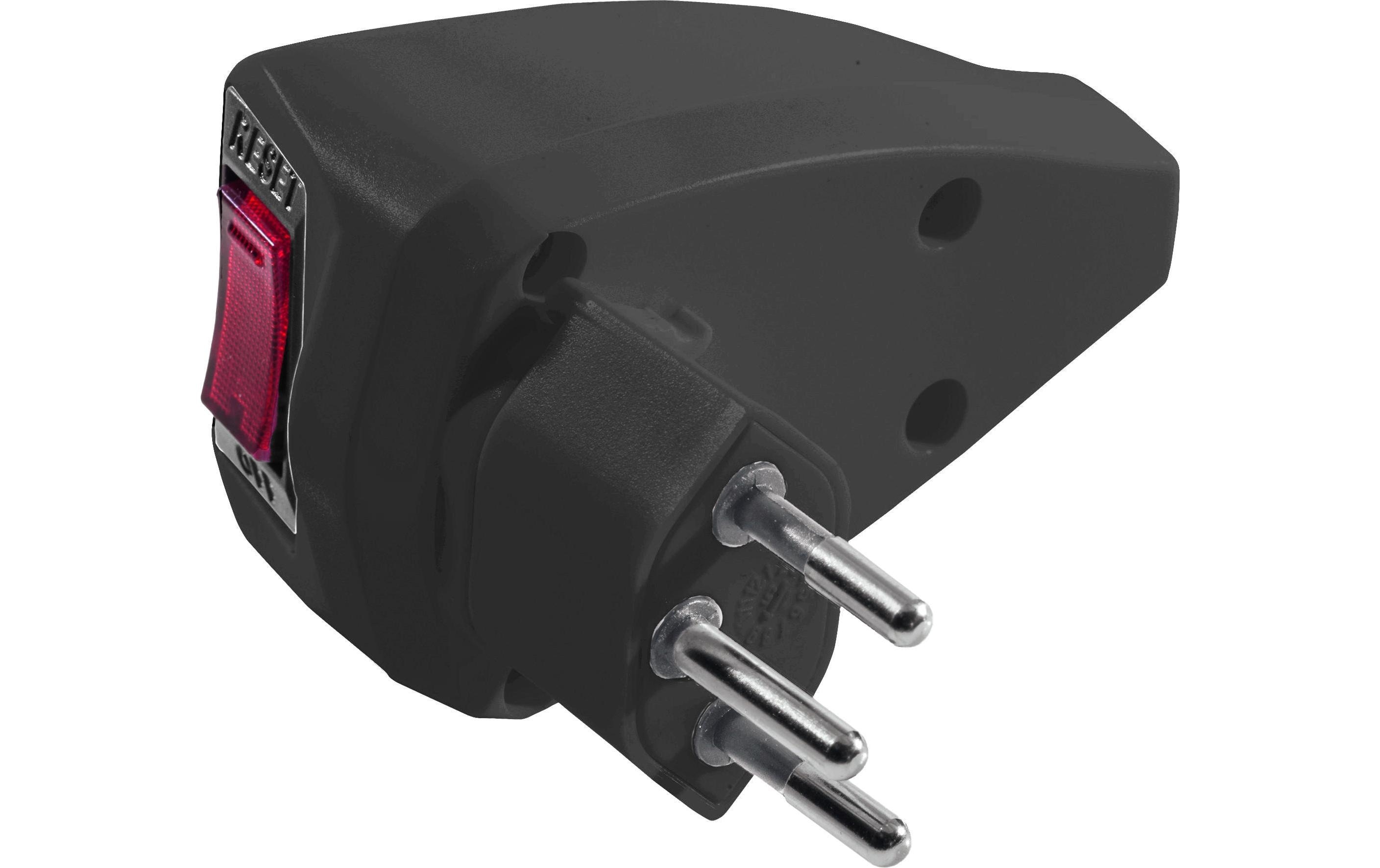 STEFFEN Reset Stecker T12 schwarz mit Resetschalter für Überstromschutz kaufen Schweiz | Mediatech.ch