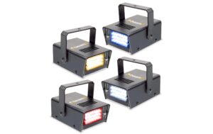 BeamZ Mini LED-Stroboskop Set 4 Stroboskope, rot, gelb, blau, weiss