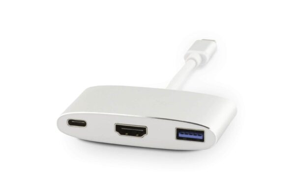 LMP USB-C 3.1 zu HDMI&USB3.0 Adapter Aluminium Gehäuse, silber,inkl. USB-C Laden
