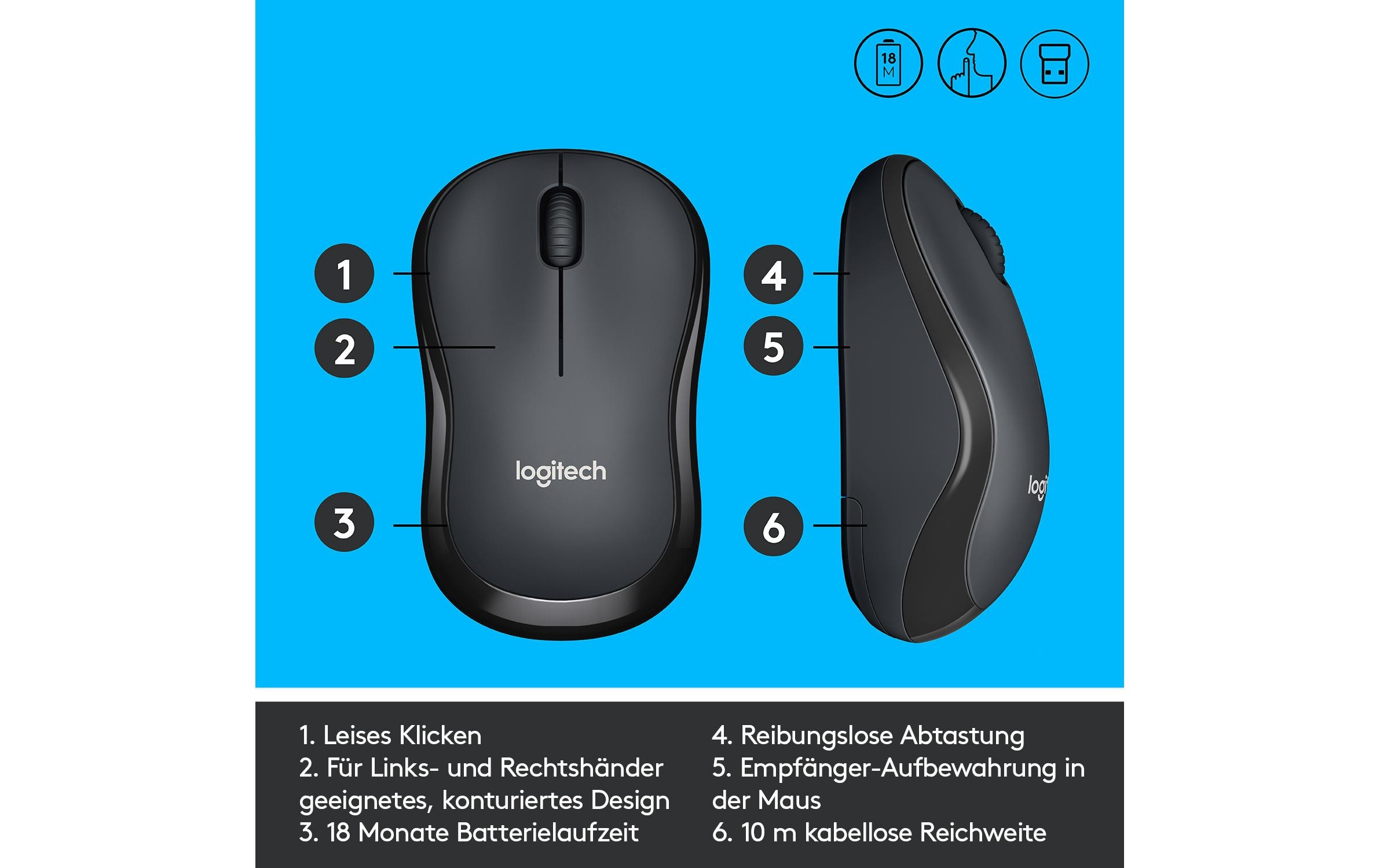 480068_6 - Mediatech Logitech M220 Silent Mouse black USB 2.4GHz