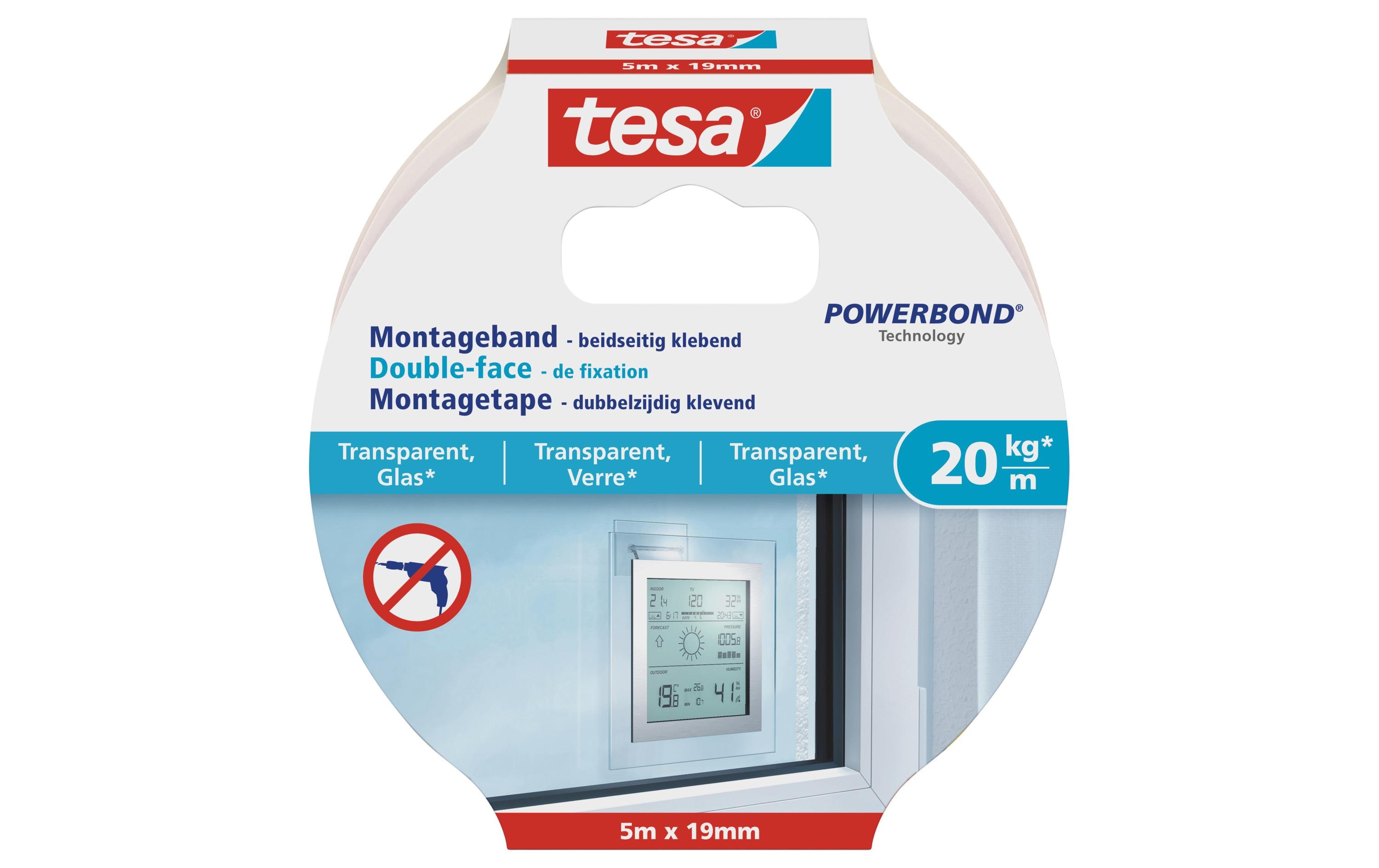 tesa Montageband transparent, Glas, 20 kg 5 m x 19 mm kaufen | Mediatech.ch