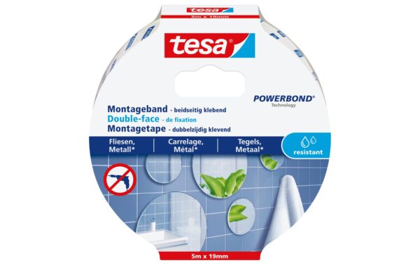tesa Montageband Fliesen, feuchtraumbeständig 5 m x 19 mm kaufen | Mediatech.ch