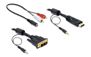 493946 - Mediatech Delock HDMI zu DVI-D Kabel mit Audio, 2m Ferritkern, 3.5mm Klinke Audio, RCA-Adapter kaufen | Mediatech.ch