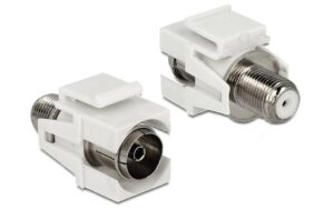Delock Keystone IEC - F (extern - intern) Buchse-Buchse, weiss, Flache Montage kaufen Schweiz | Mediatech.ch