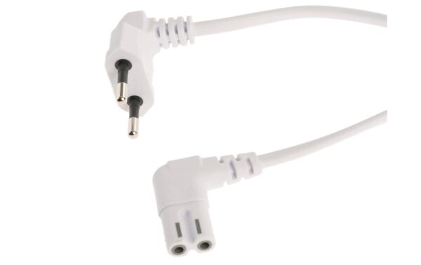 Netzkabel Euro T26 - C7, 3 m weiss T26 geweinkelt, C7 gewinkelt
