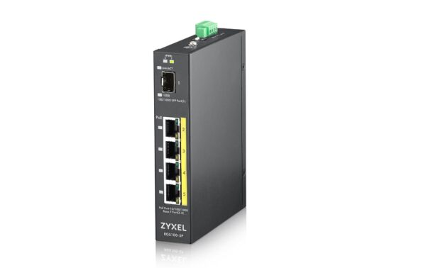 515566 - Mediatech Zyxel RGS100-5P: 5 Port DIN Rail Switch 4xGE PoE+, SFP, -40-+75°C, IP30 kaufen Schweiz | Mediatech.ch