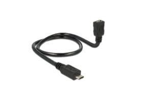 USB2.0-Shape Adapterkabel MicroB, 50cm MicroB-Stecker - MicroB-Buchse, formbar,OTG