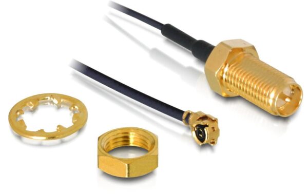 Delock RP-SMA-Bu - MHF/U.FL(I-Pex) Kabel zum Einbau, 35cm