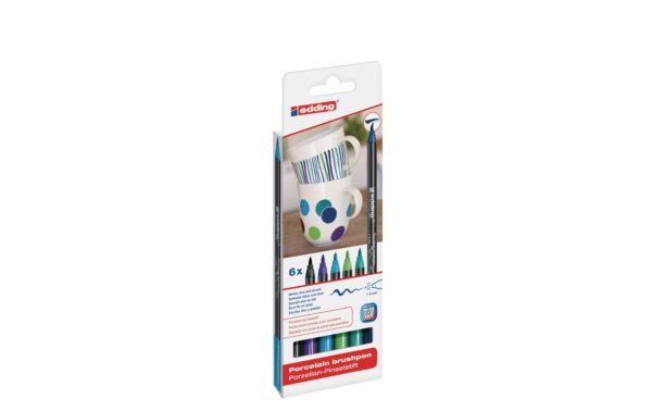 Edding Porzellanmarker 4200 Cool 6er-Set 1-4mm, 6 kühle Farben