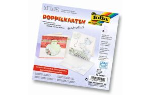 Folia Doppelkarten quadratisch 220 g/m2 5 Stück, 13.5 x 13.5 cm, perlweiss