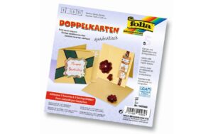 Folia Doppelkarten quadratisch 220 g/m2 5 Stück, 13.5 x 13.5 cm, gold
