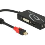 Monitoradapter Mini-DP zu HDMI/DVI-D/VGA schwarz, 24cm, nur 1 Monitor Anschluss, 4K