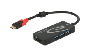 Delock USB 3.1 Hub Gen 1 Hub USB Type-C 3x USB Typ-A, 2 Slot SD Card Reader,schwarz