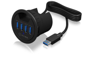 ICY BOX IB-Hub140, USB3.0 Tisch-Hub 4x Port Tisch-Hub mit 4 Ports Type-A und Staubschu