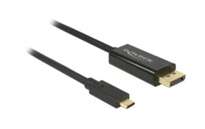 Delock USB-C - Displayport Kabel, 1m Schwarz, Auflösung bis 3820 x 2160 @ 60 Hz
