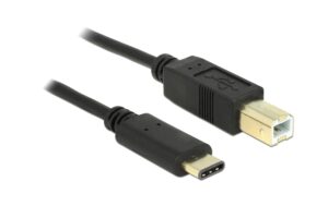USB2.0-Kabel TypC-B: 2m, schwarz max. 480Mbps, Typ-C, für Druckeranschluss