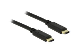 USB2.0-Kabel TypC-TypC: 2m, schwarz max. 480Mbps, Typ-C Stecker beidseitig