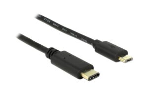 Delock USB2.0-Kabel TypC-MicroB: 2m, schwarz max. 480Mbps, Typ-C, für MicroB Endgerät kaufen | Mediatech.ch