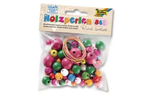 Folia Holzperlen rund Packung à 84 Stück