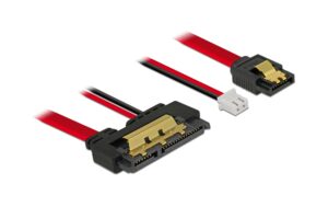 Delock SATA Kabel & 2Pin Strom, 10cm mit Metalclips für zuverlässiges einrasten