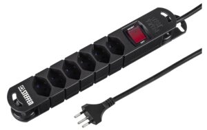 601658 - Mediatech STEFFEN STEBA VARIABL Steckerleiste 6xT13 schwarz, mit Schalter, 3m Kabel kaufen Schweiz | Mediatech.ch