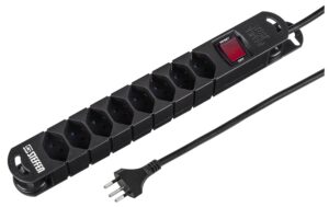 601660 - Mediatech STEFFEN STEBA VARIABL Steckerleiste 8xT13 schwarz, mit Schalter, 3m Kabel kaufen Schweiz | Mediatech.ch
