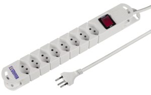 STEFFEN STEBA VARIABL Steckerleiste 8xT13 weiss, mit Schalter, 5m Kabel