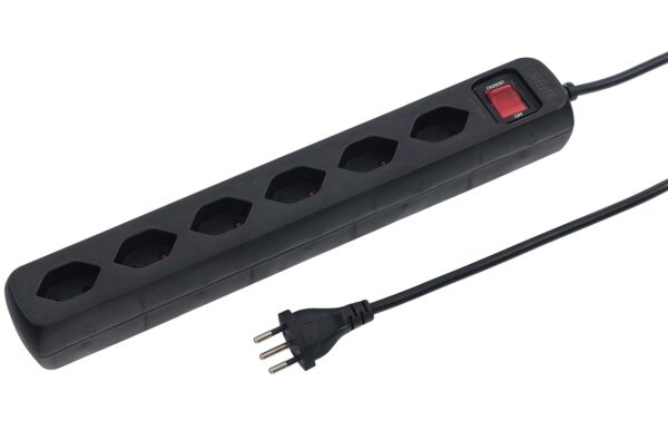 STEFFEN POWER EASY Steckerleiste 6xT13 quer schwarz, mit Schalter, 1.5m Kabel kaufen Schweiz | Mediatech.ch