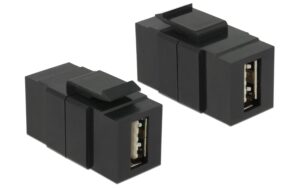 Delock Keystone Jack: USB2.0 Easy A-Buchse-A-Buchse, schwarz, verdrehsicher kaufen Schweiz | Mediatech.ch