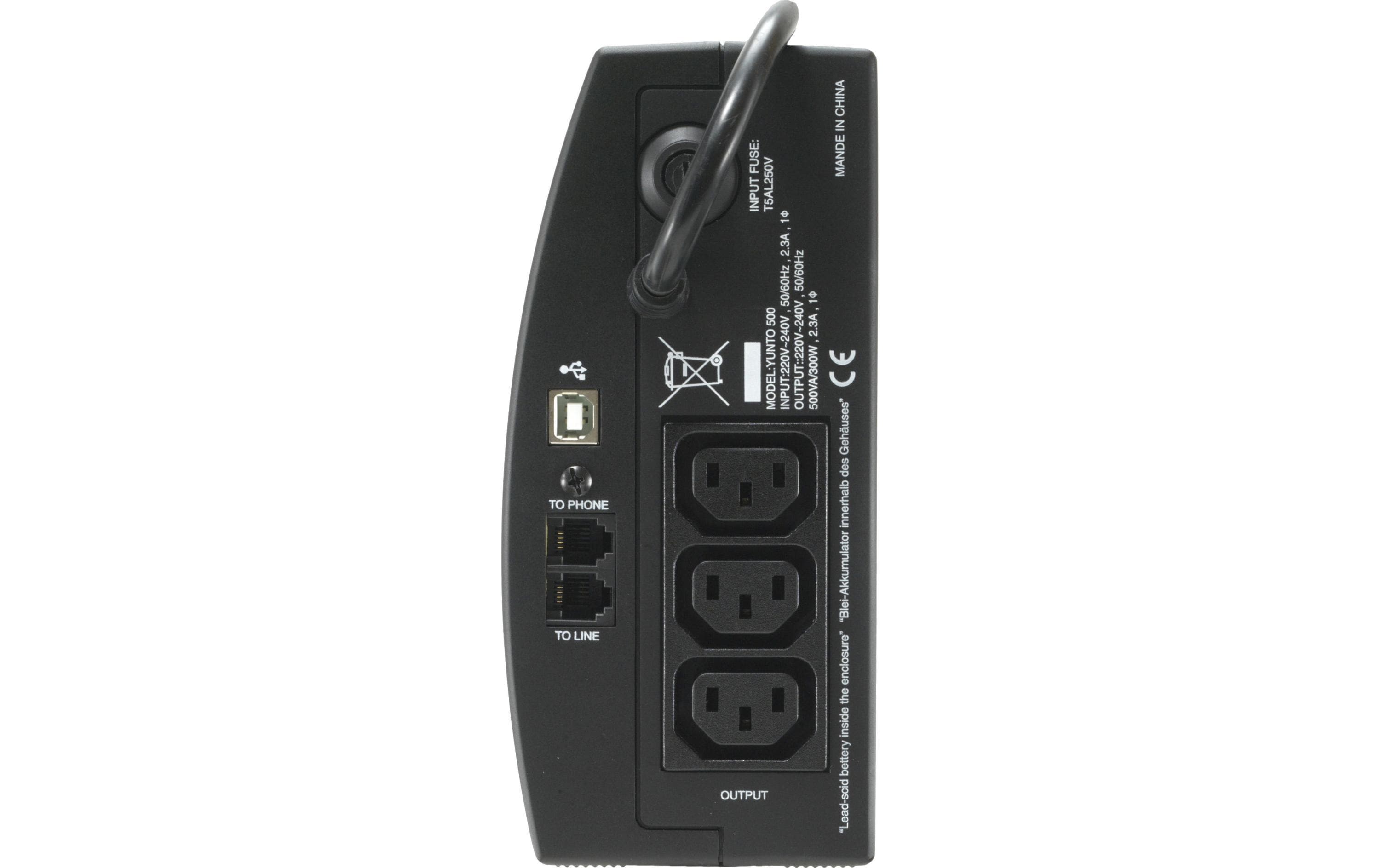 604425_2 - Mediatech ONLINE USV Yunto 500, 500VA/300W Line-interaktiv, USB, RS232