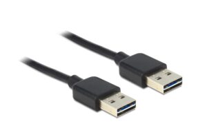 USB2.0 Easy Kabel, A-Stecker zu A-Stecker 5m, Stecker beidseitig einsteckbar, schwarz