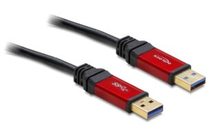 609269 - Mediatech Delock USB3.0 Kabel, A-Stecker zu A-Stecker 5m, schwarz, roter Metallstecker, Premium kaufen | Mediatech.ch