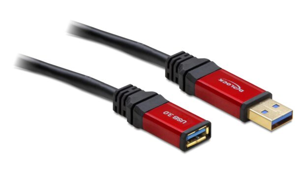 609270 - Mediatech Delock USB3.0 Premium Verlängerungskabel, 1m, schwarz, A-Stecker zu A-Buchse kaufen | Mediatech.ch