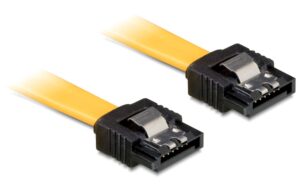 Delock SATA-3 Kabel: 50cm, Metall Clip,gelb 6 Gbps, gerade - gerade