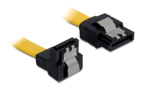 Delock SATA-3 Kabel: 50cm, Metall Clip,gelb 6 Gbps, gerade - unten gewinkelt