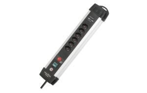 Brennenstuhl Premium-Alu-Line Steckerleiste 6xT13 + USB, mit Schalter, sz/alu, 3m Kabel