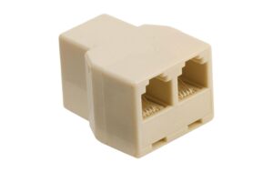Telefonadapter RJ-11 Buchse auf 2x RJ-11 beige, 2 Port Telefon Signalverteiler, 6P4C
