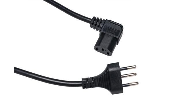 620033 - Mediatech Diggelmann Netzkabel T12-C13 90 seitlich gewinkelt re 1 m, 3x 0.75 mm2, schwarz kaufen | Mediatech.ch